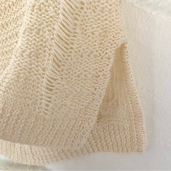 Helmut Lang Ivory Destroyed Artisanal Hollow Knit Linen Cap Sleeve Sweater - Picture 7 of 13